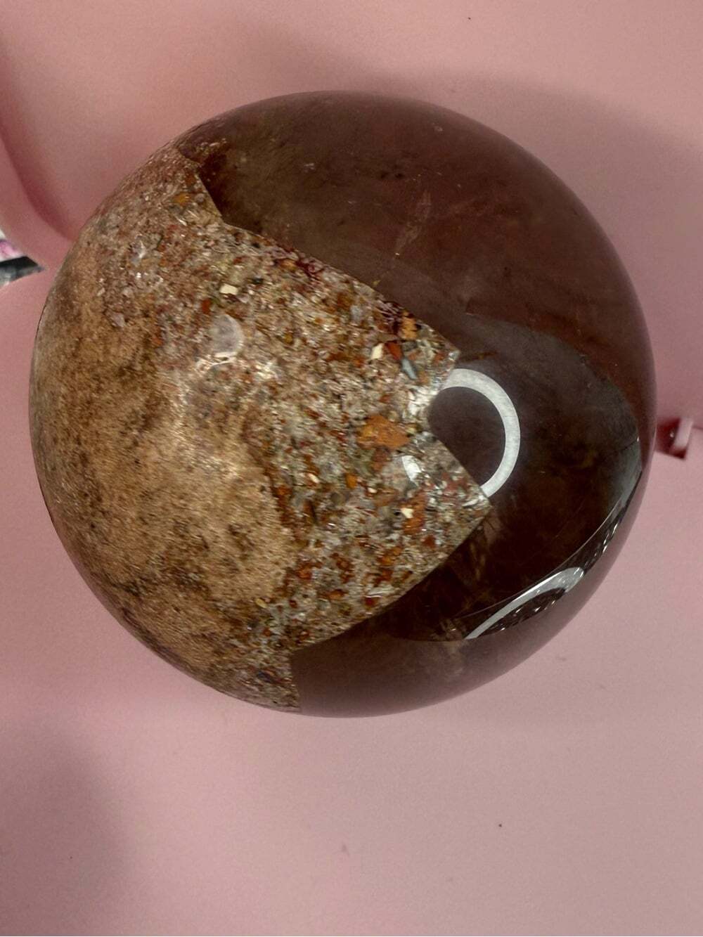 Crystal ball & stand Polished Smoky sandy Decorative Sphere - Brown